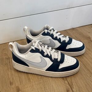 Nike White and Dark Blue Athletic Shoes